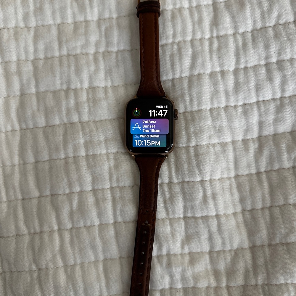 Apple Smartwatch with Brown Leather Band